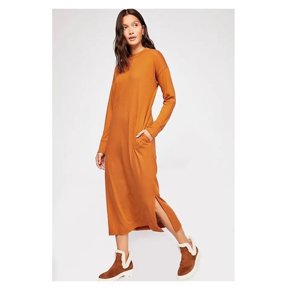 Free People Beach Terra Cotta Day Off T-Shirt Midi Dress Sz.M  washed not worn